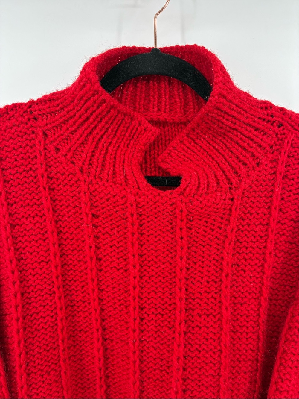 Oversized Red Chunky Rib Knit Sweater - Picture 2 of 7